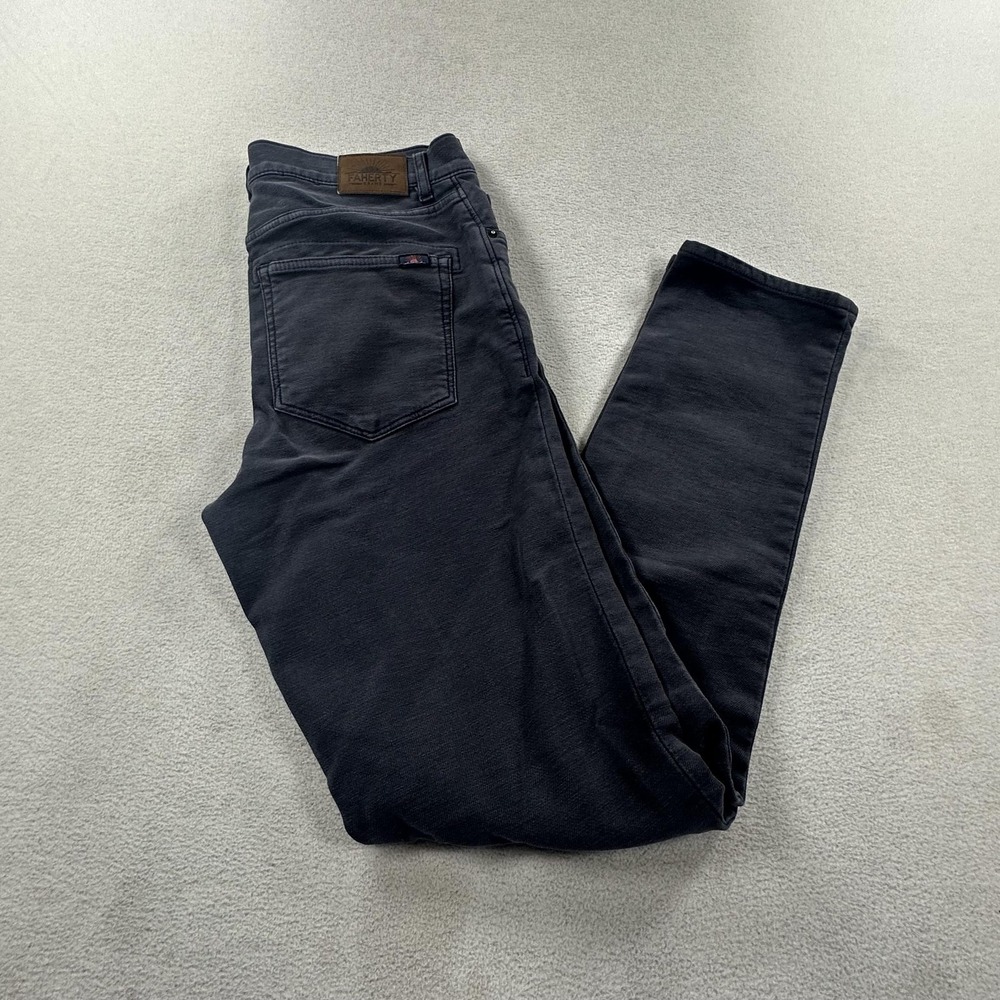 Faherty Stretch Terry 5 Pocket Pant Mens 30 Navy Blue Straight Leg Casual